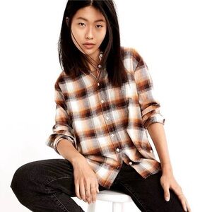 Club Monaco Paid Button Up Flannel Top